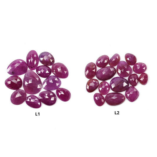Ruby Gemstone Rose Cut : Natural Untreated Unheated Red Ruby Uneven Shape 12pcs & 15pcs Lots