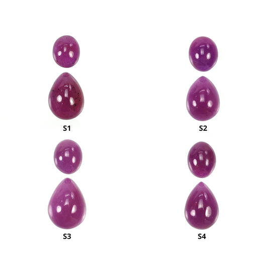 Purple Pink Ruby Gemstone Cabochon : Natural Untreated Unheated Ruby Oval & Pear Shape Sets