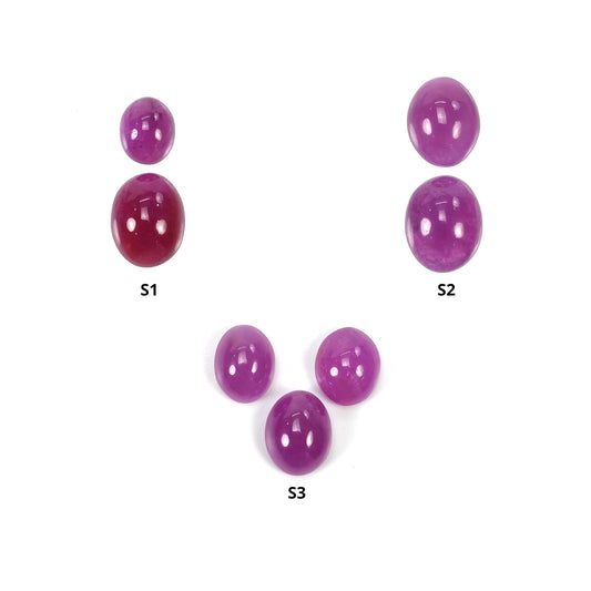 Purple Pink Ruby Gemstone Cabochon : Natural Untreated Unheated Ruby Oval Shape Sets