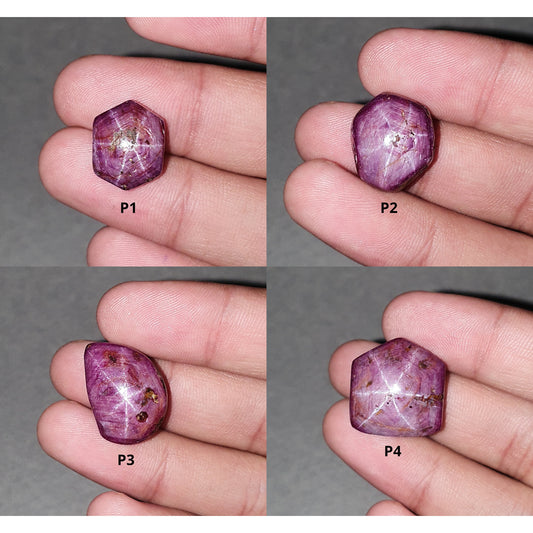 Johnson Star Ruby Gemstone Cabochon : 17cts - 54cts Natural Untreated Unheated Both Side 6Ray Star Ruby Uneven Shape