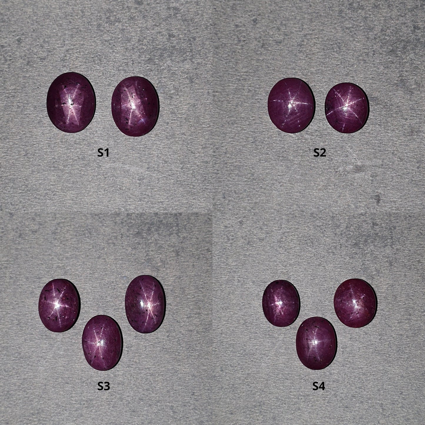 Star Ruby Gemstone Cabochon : 19cts - 35cts Natural Untreated Unheated Red 6Ray Star Ruby Oval Shape Sets