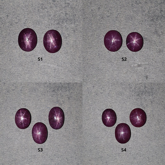 Star Ruby Gemstone Cabochon : 19cts - 35cts Natural Untreated Unheated Red 6Ray Star Ruby Oval Shape Sets
