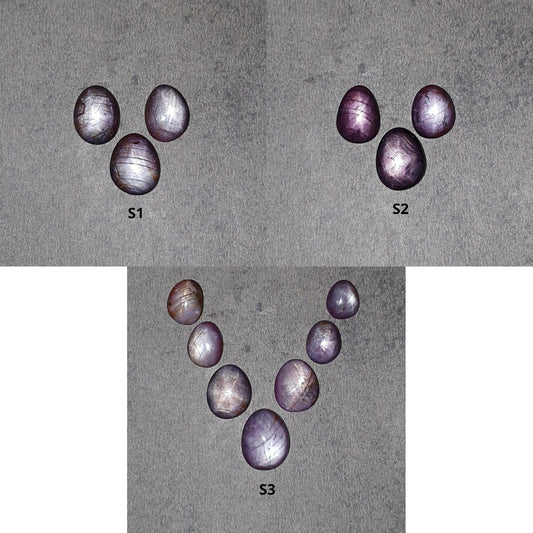 Star Sapphire Gemstone Cabochon : 20cts - 40cts Natural Untreated African Pink Sapphire 6Ray Star Uneven Egg Shape Set