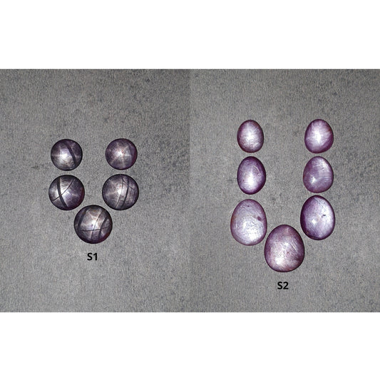 Star Sapphire Gemstone Cabochon : 25cts - 46cts Natural Untreated African Pink Sapphire 6Ray Star Round & Egg Shape Set