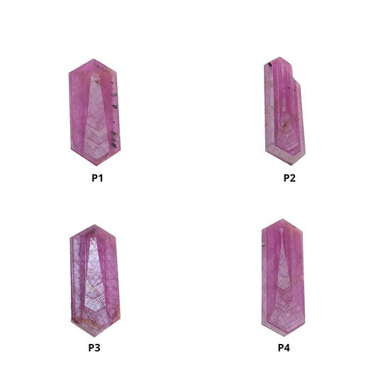 Rosemary Sheen Sapphire Gemstone Flat Slices : Natural Untreated Pink Sapphire Hexagon Shape
