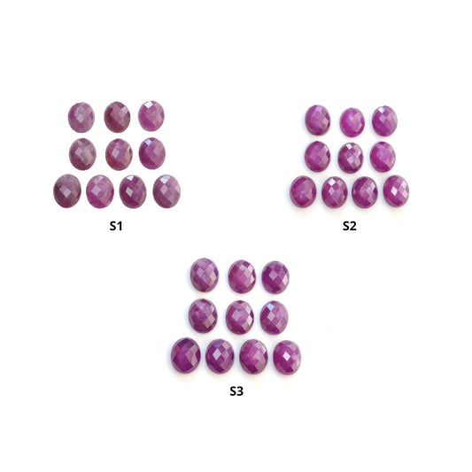 Raspberry Sapphire Gemstone Checker Cut : Natural Untreated Unheated Pink Sheen Sapphire Oval Shape 11*9mm 10pcs Lots