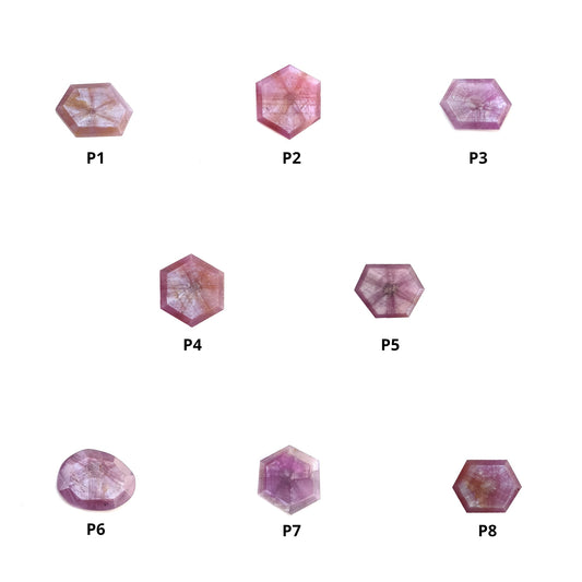 Sapphire TRAPICHE Normal Cut : Natural Untreated Raspberry Pink Sheen Sapphire Gemstone 6Ray Trapiche Hexagon Shape