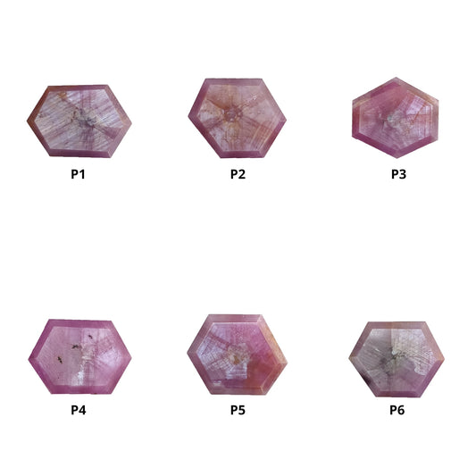 Sapphire TRAPICHE Normal Cut : Natural Untreated Raspberry Pink Sheen Sapphire Gemstone 6Ray Trapiche Hexagon Shape