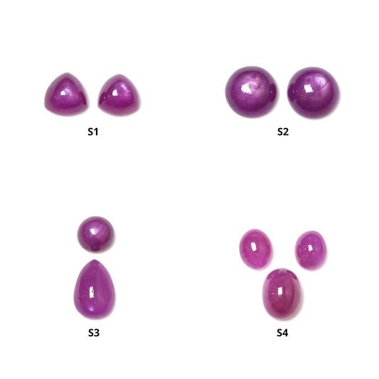 Ruby Gemstone Cabochon : Natural Untreated Unheated Ruby Round Oval & Triangle Shape Sets