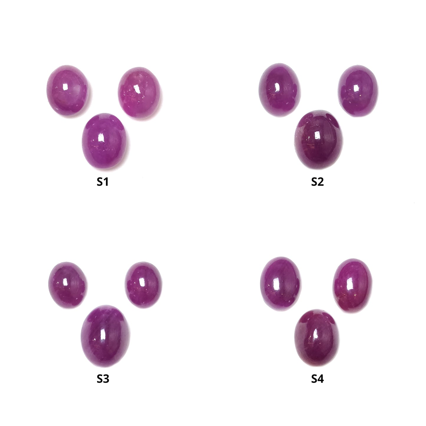Ruby Gemstone Cabochon : Natural Untreated Unheated Ruby Oval Shape 3pcs Sets