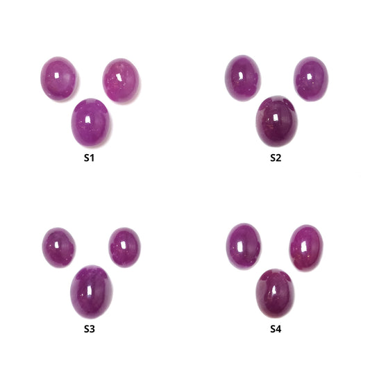 Ruby Gemstone Cabochon : Natural Untreated Unheated Ruby Oval Shape 3pcs Sets
