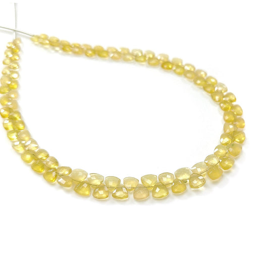Yellow Opal Faceted Loose Beads: 32.00cts Natural Untreated Opal Gemstone Trillion Shape Both Side Cut Beads 4mm - 6mm 11" Strand