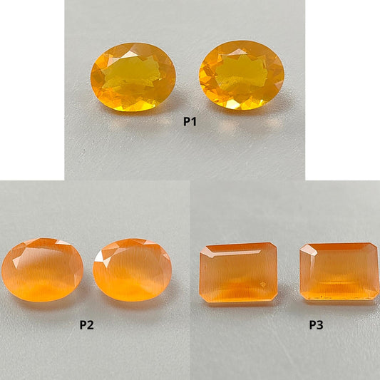 Mexican Yellow Fire Opal Faceted Cut: Natural Untreated Opal Oval, Square Shapes Pair For Jewelry