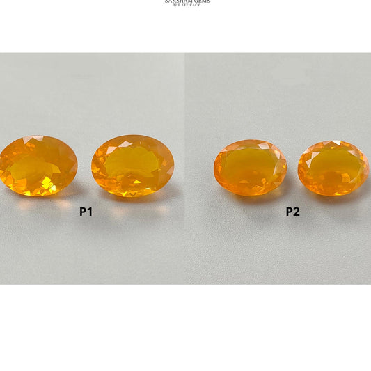 Certified Mexican Yellow Fire Opal Faceted Cut: Natural Untreated Opal Oval Shape 16*12mm Pair For Jewelry