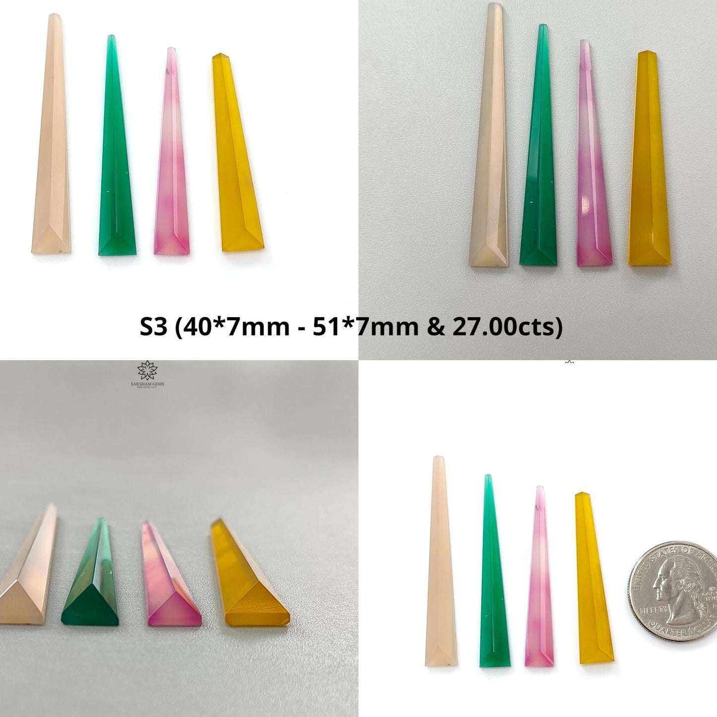 Multi Color Onyx Gemstone Faceted Cut: Natural Onyx, Synthetic Blue Turquoise Fancy Shape Step Cut 4pcs & 5pcs Set for Jewelry
