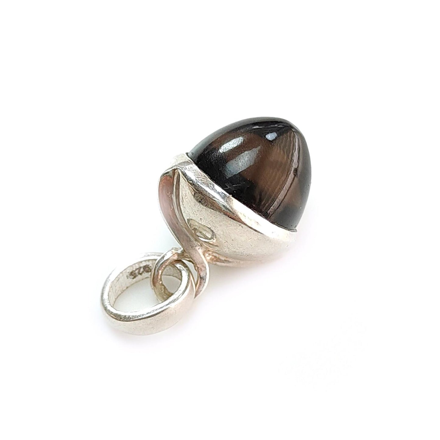 Smoky Quartz & Citrine Gemstone 925 Sterling Silver Pendant: Natural Quartz Bezel Set Regular Size Bullet Pendant with Normal Loop 1"