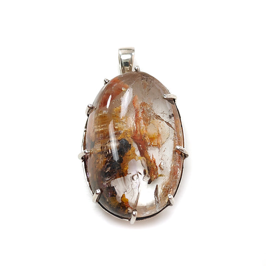 Bi-Color Amethyst Rutile Plain Oval Pendant