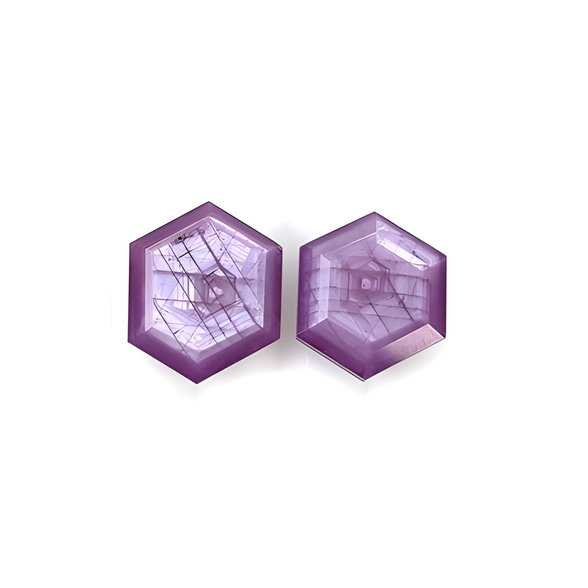 ruby hexagon shape faceted cut