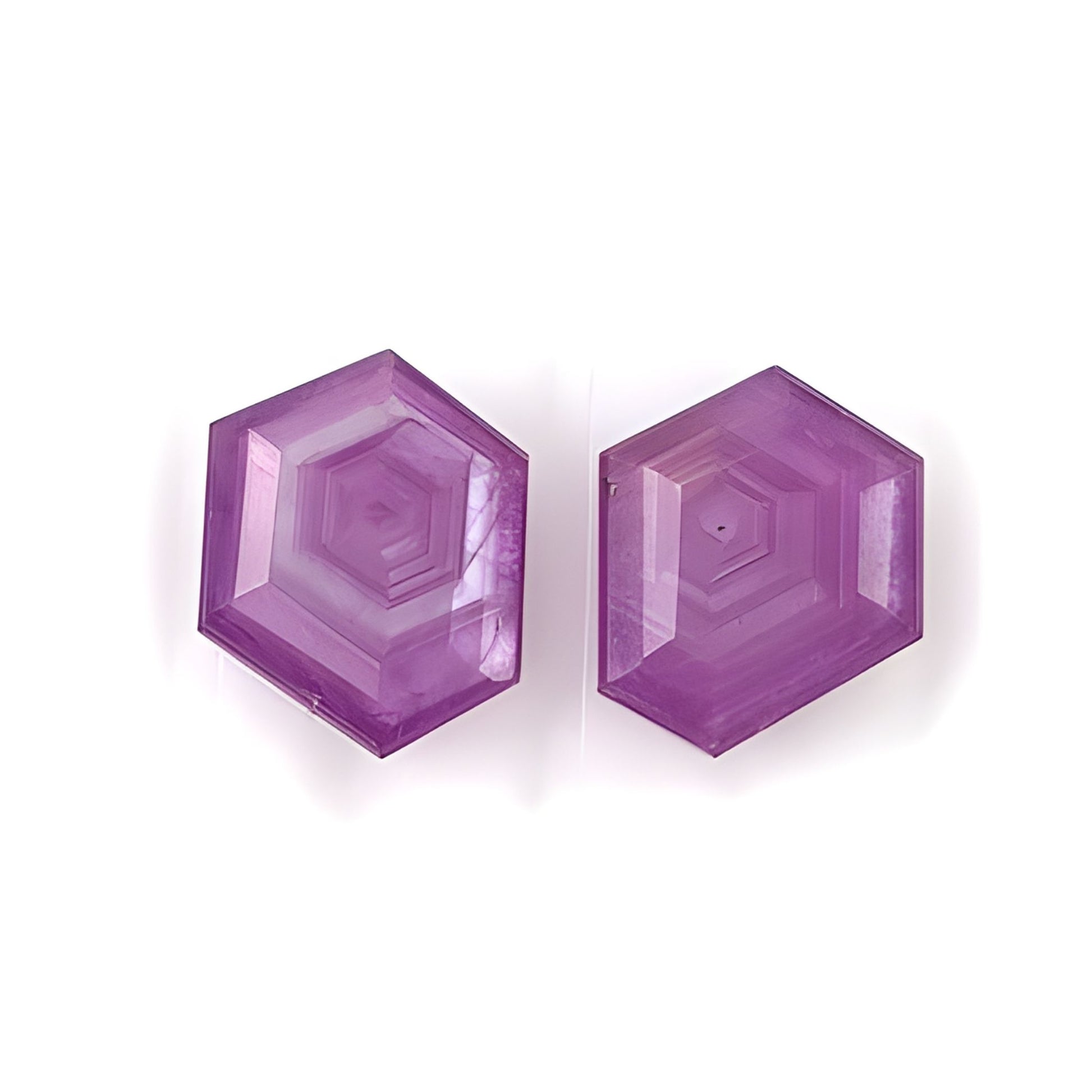 ruby hexagon shape faceted cut