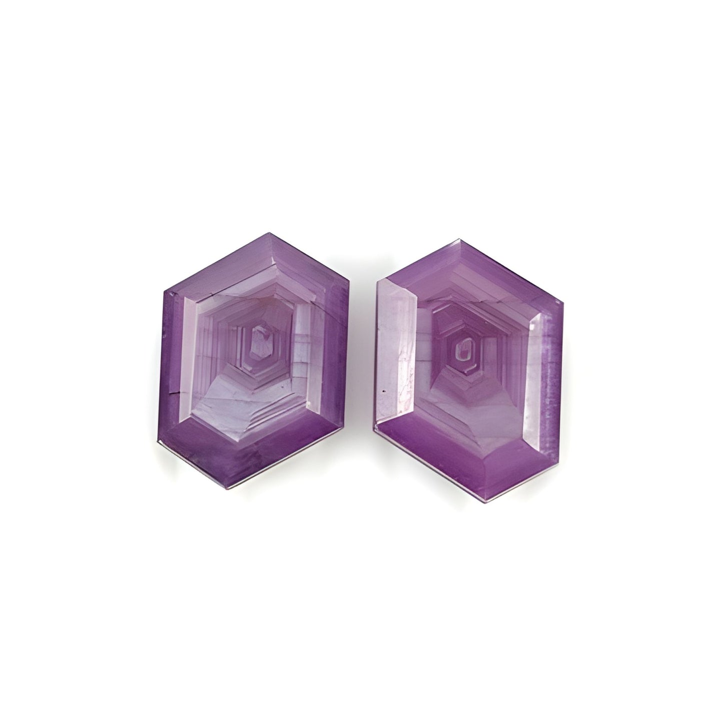 ruby hexagon shape faceted cut