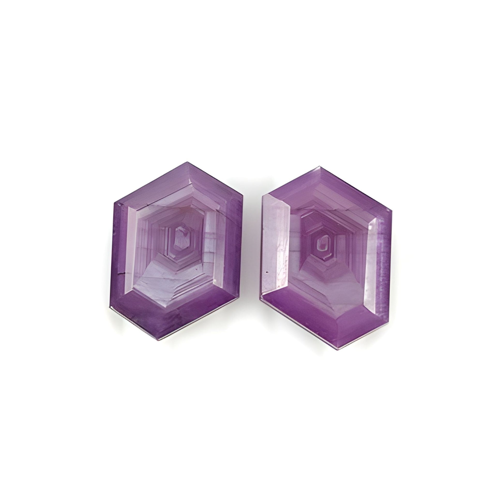 ruby hexagon shape faceted cut