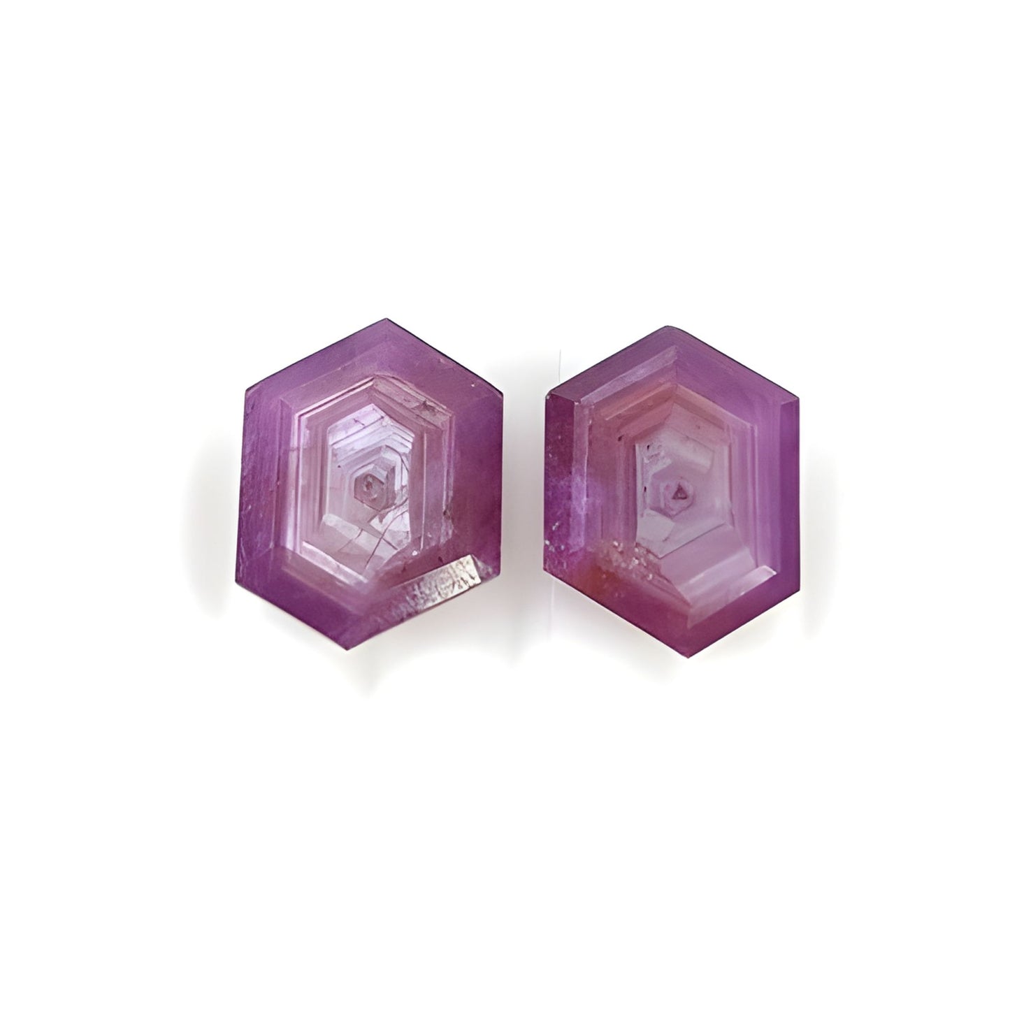 ruby hexagon shape faceted cut