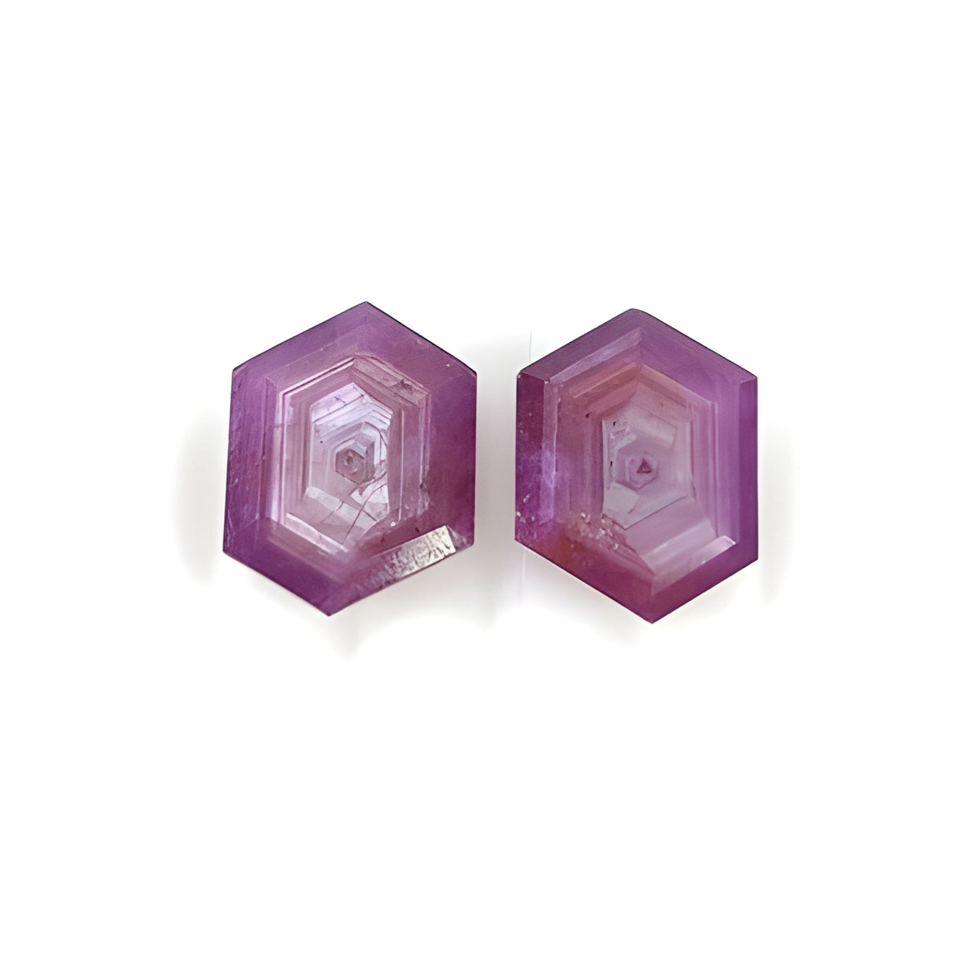 ruby hexagon shape faceted cut