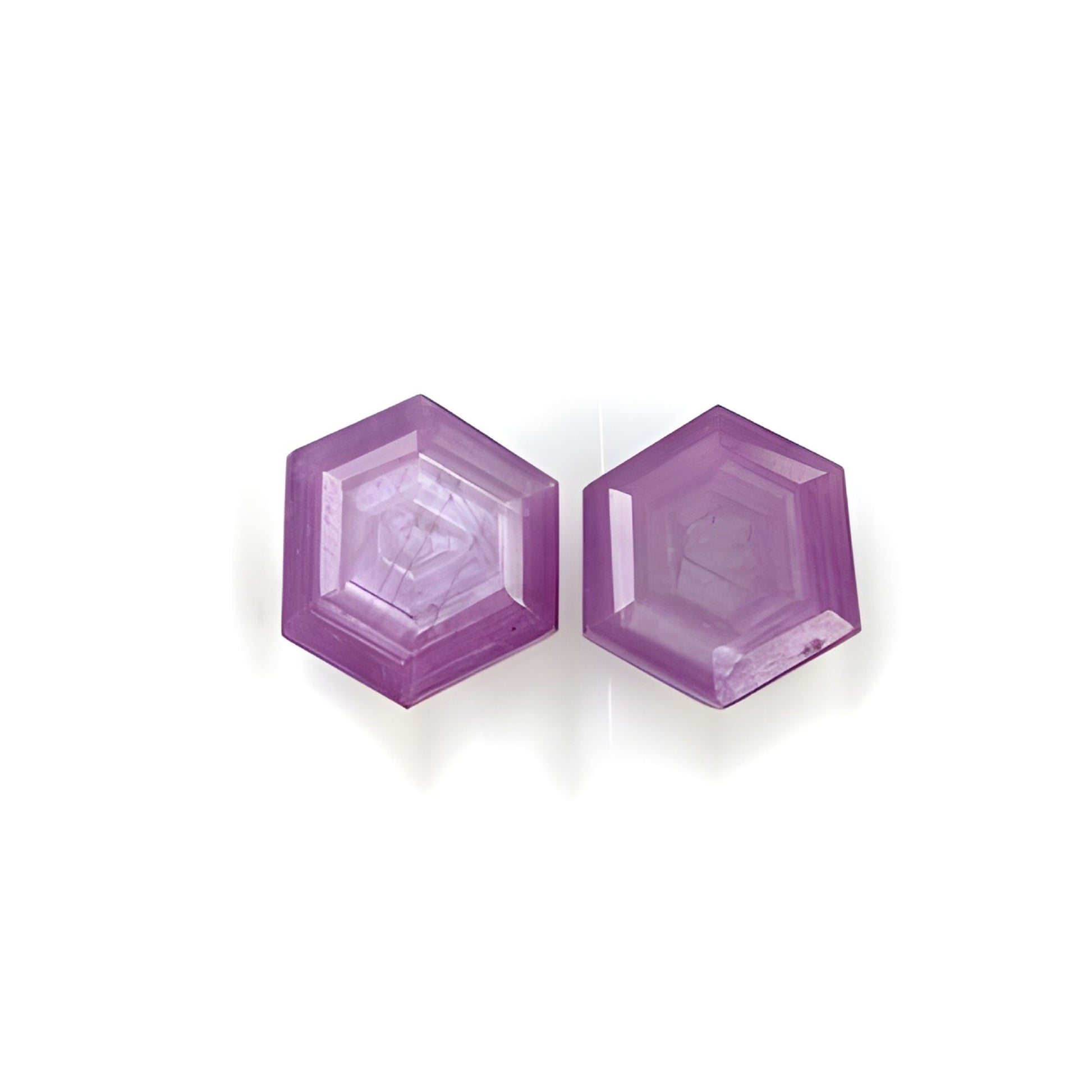 ruby hexagon shape faceted cut