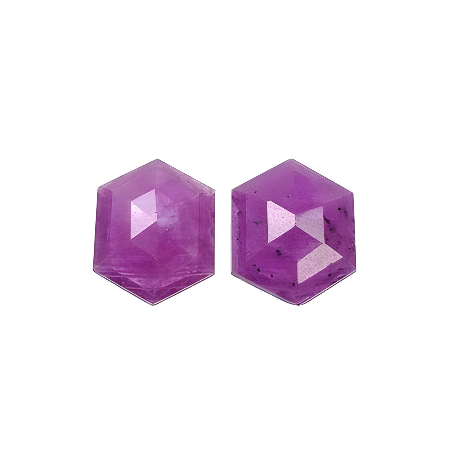 ruby hexagon shape faceted cut