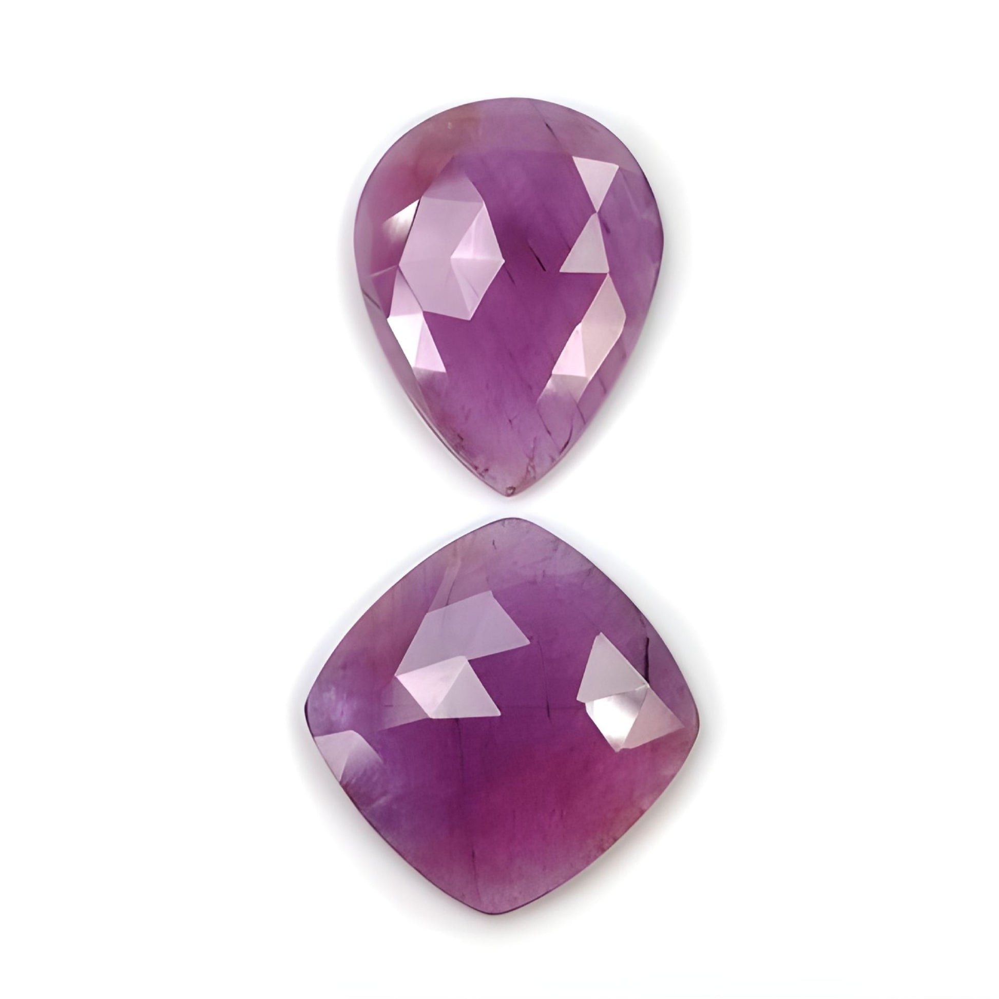 sapphire cushion, pear shape rose cut