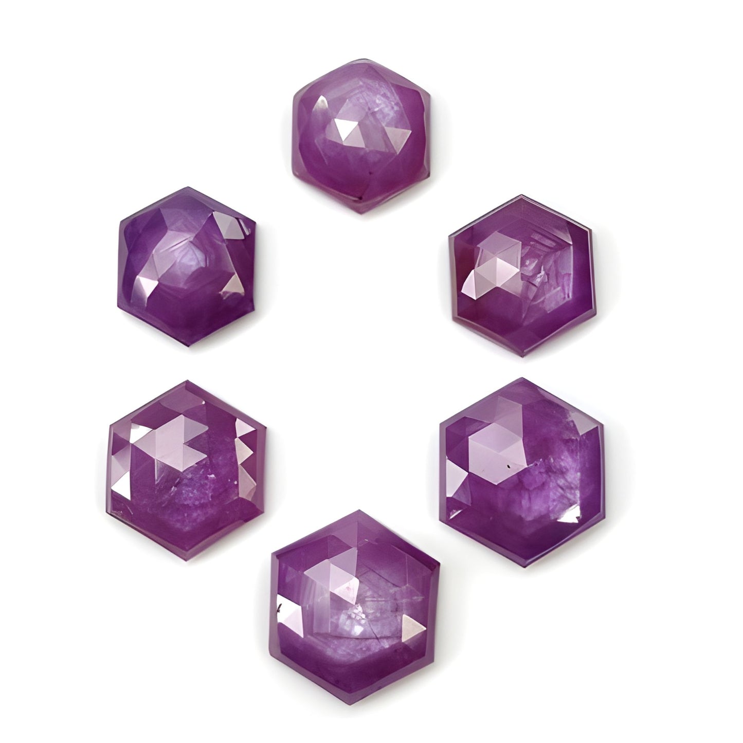ruby hexagon shape rose cut