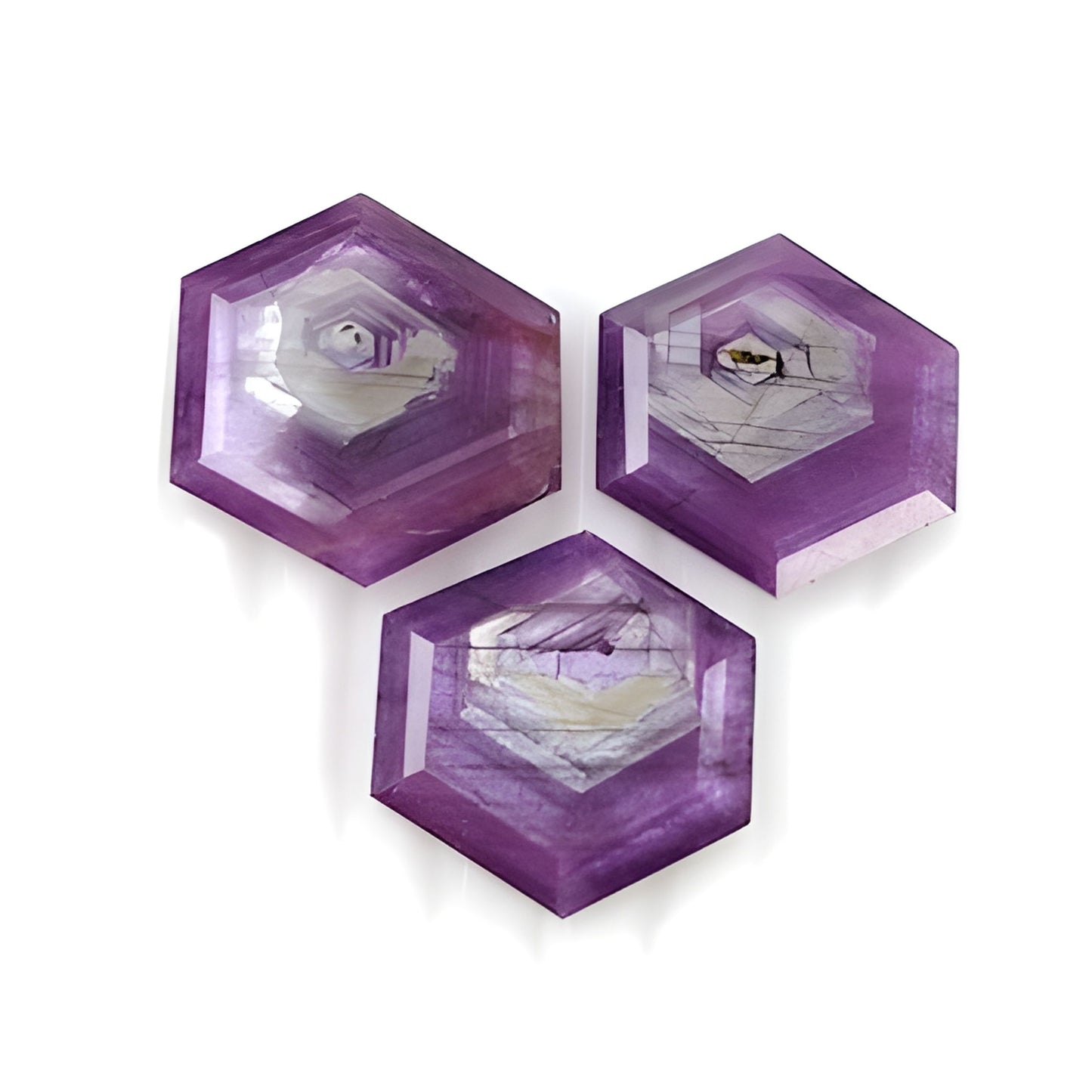 ruby hexagon shape faceted cut