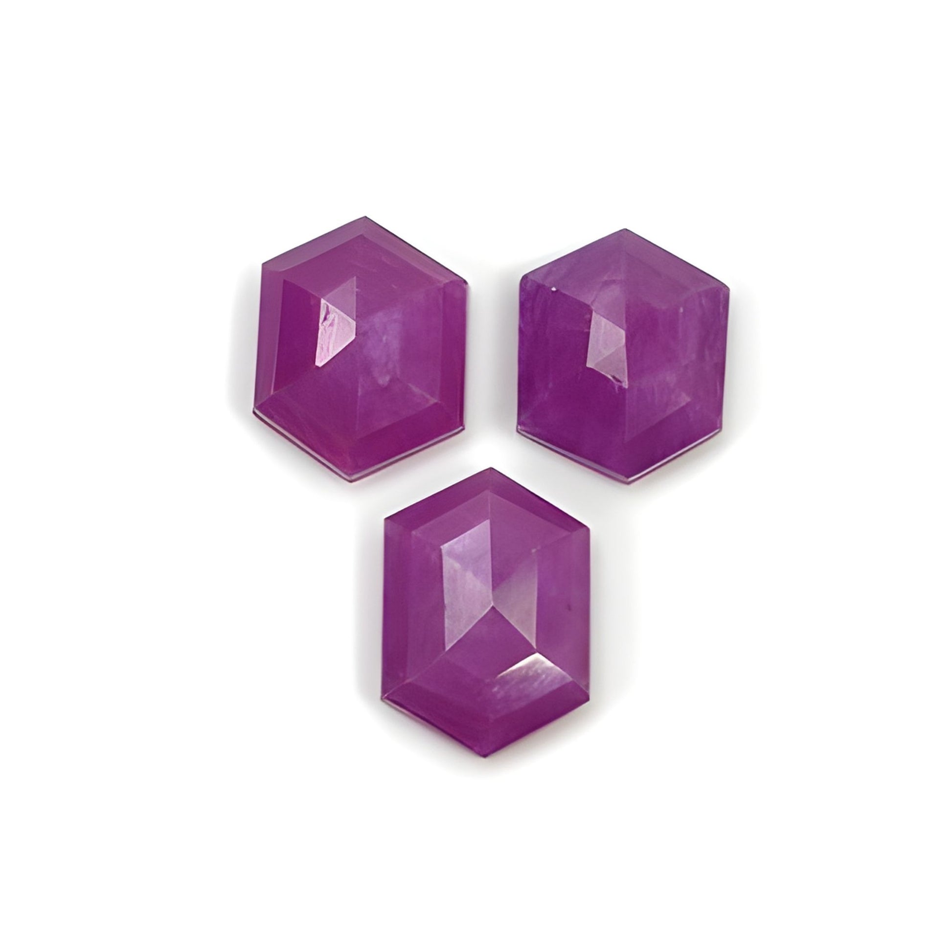 ruby hexagon shape faceted cut