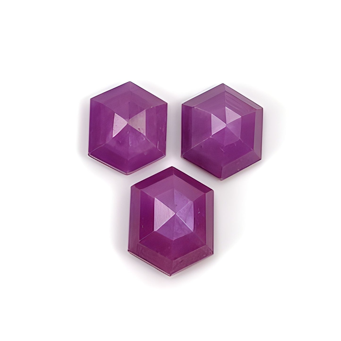 ruby hexagon shape faceted cut