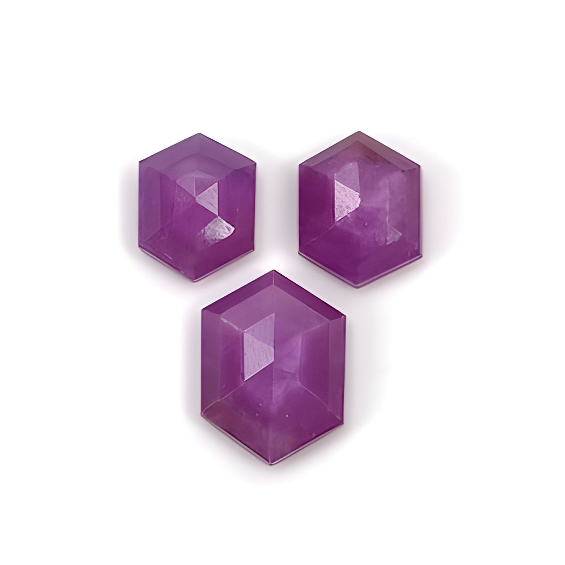 ruby hexagon shape faceted cut