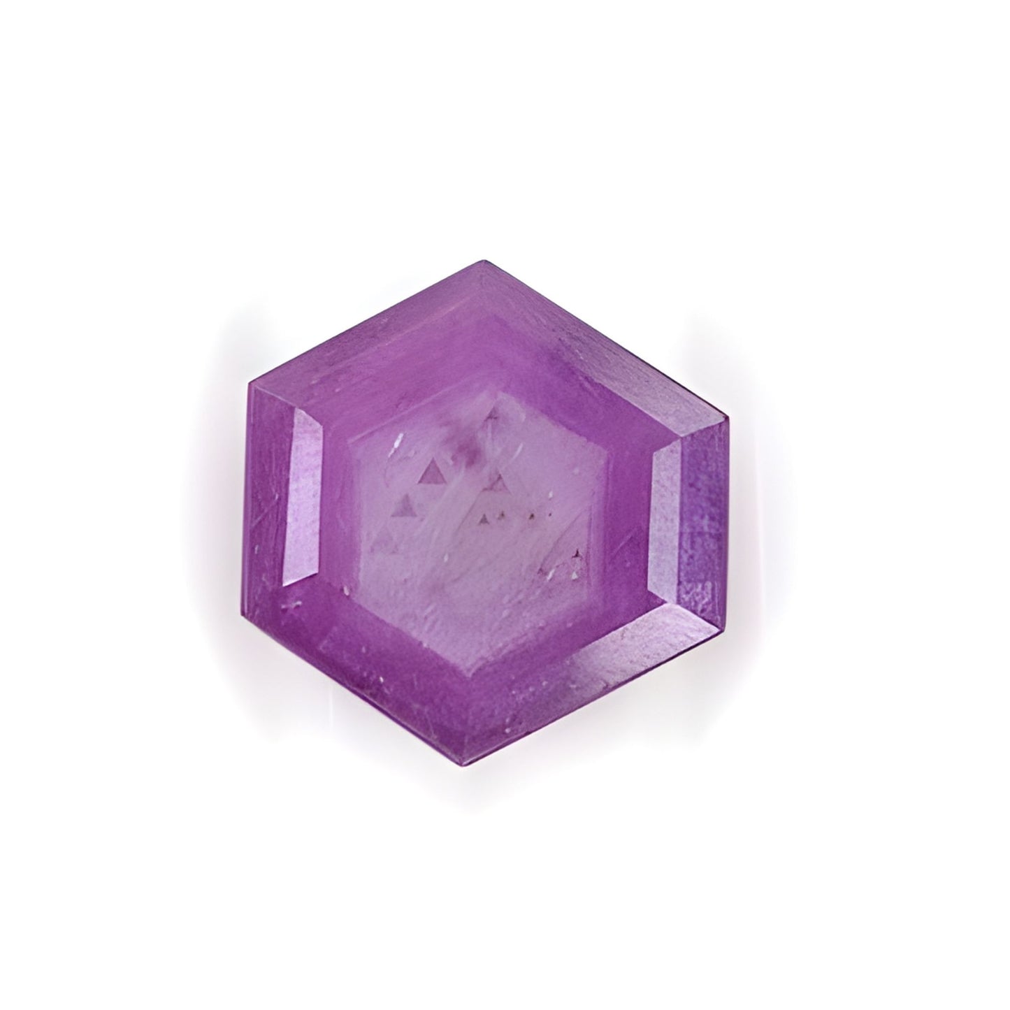 ruby hexagon shape faceted cut