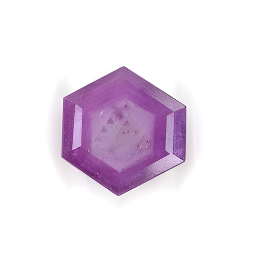 ruby hexagon shape faceted cut