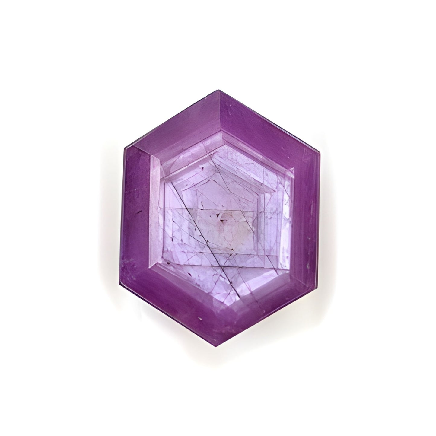 ruby hexagon shape faceted cut