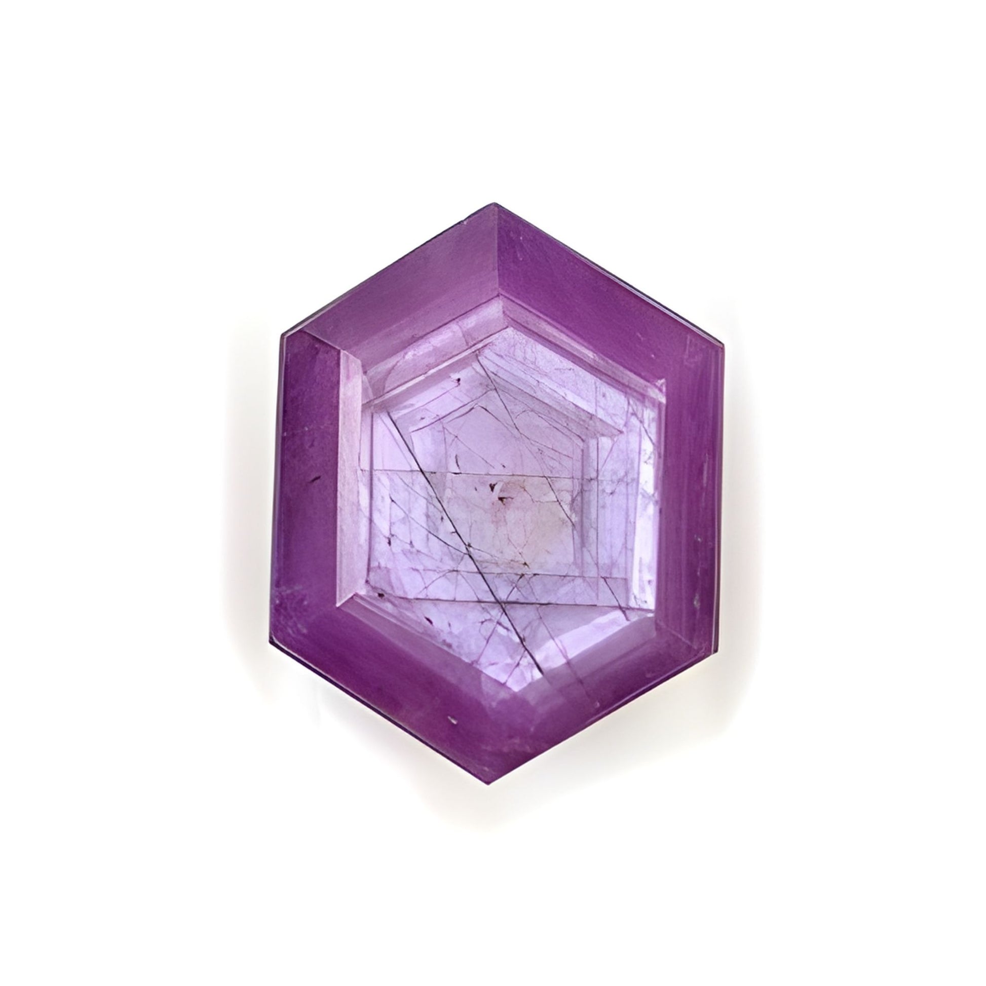 ruby hexagon shape faceted cut