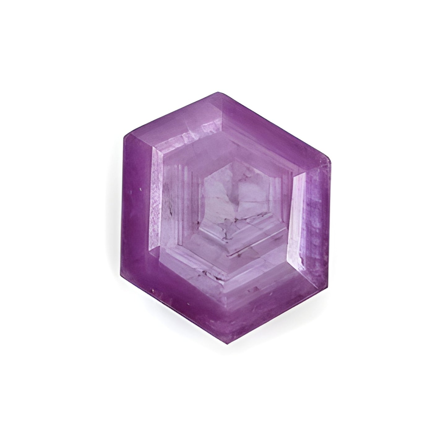 ruby hexagon shape faceted cut