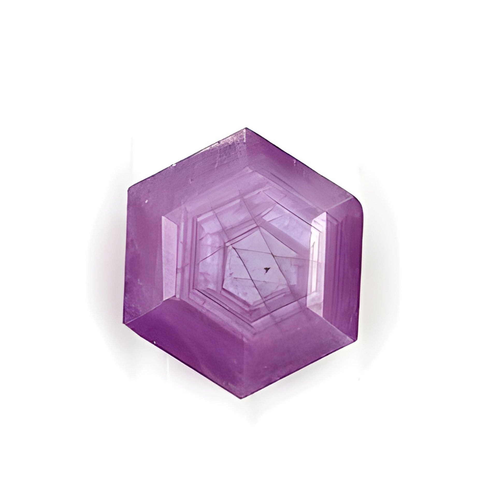 ruby hexagon shape faceted cut