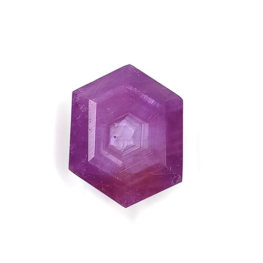ruby hexagon shape faceted cut