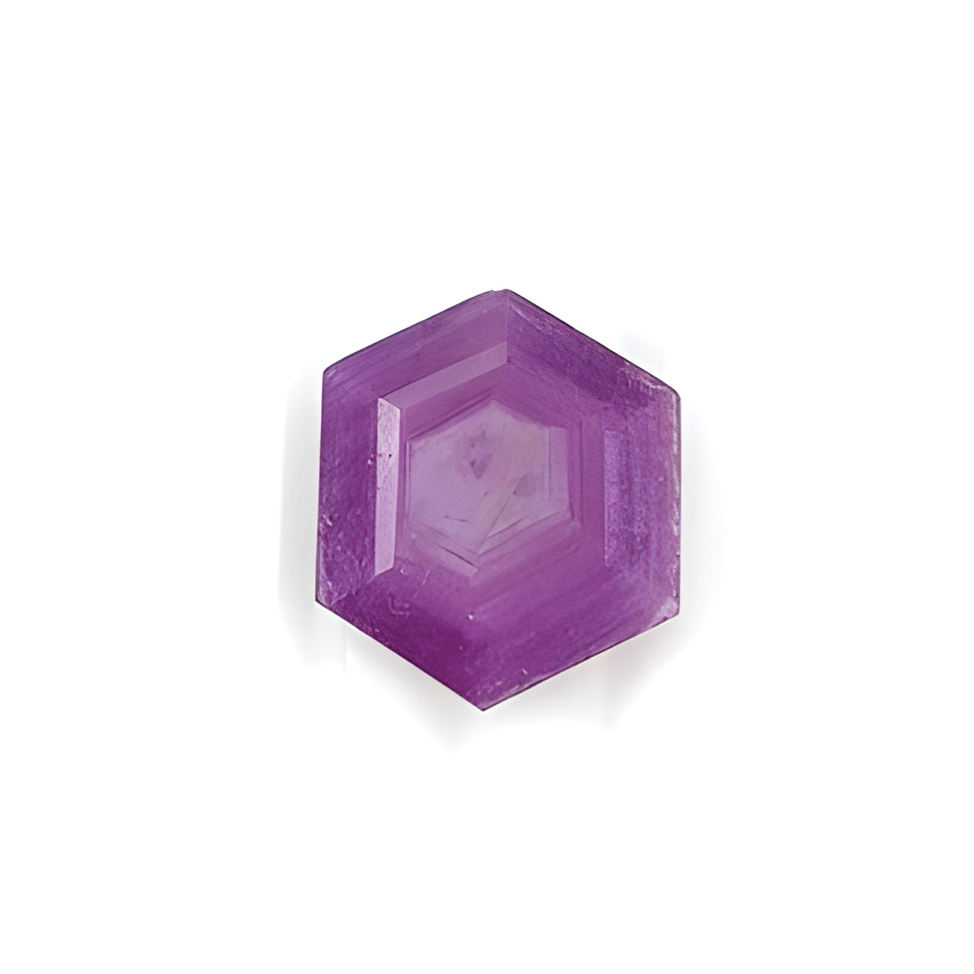 ruby hexagon shape faceted cut