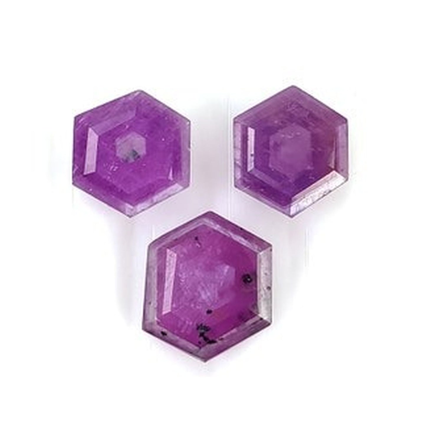 ruby hexagon shape faceted cut