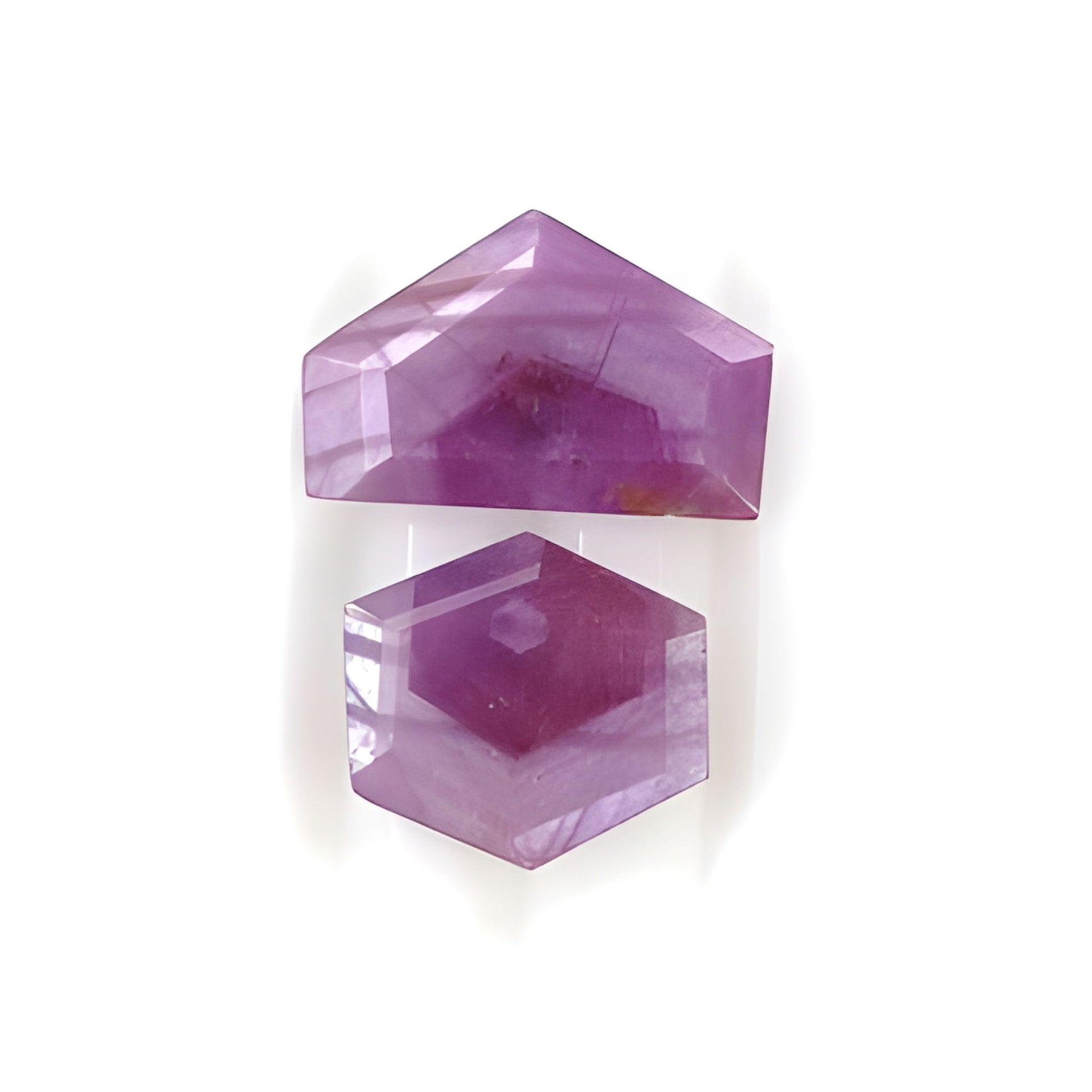 ruby hexagon shape faceted cut