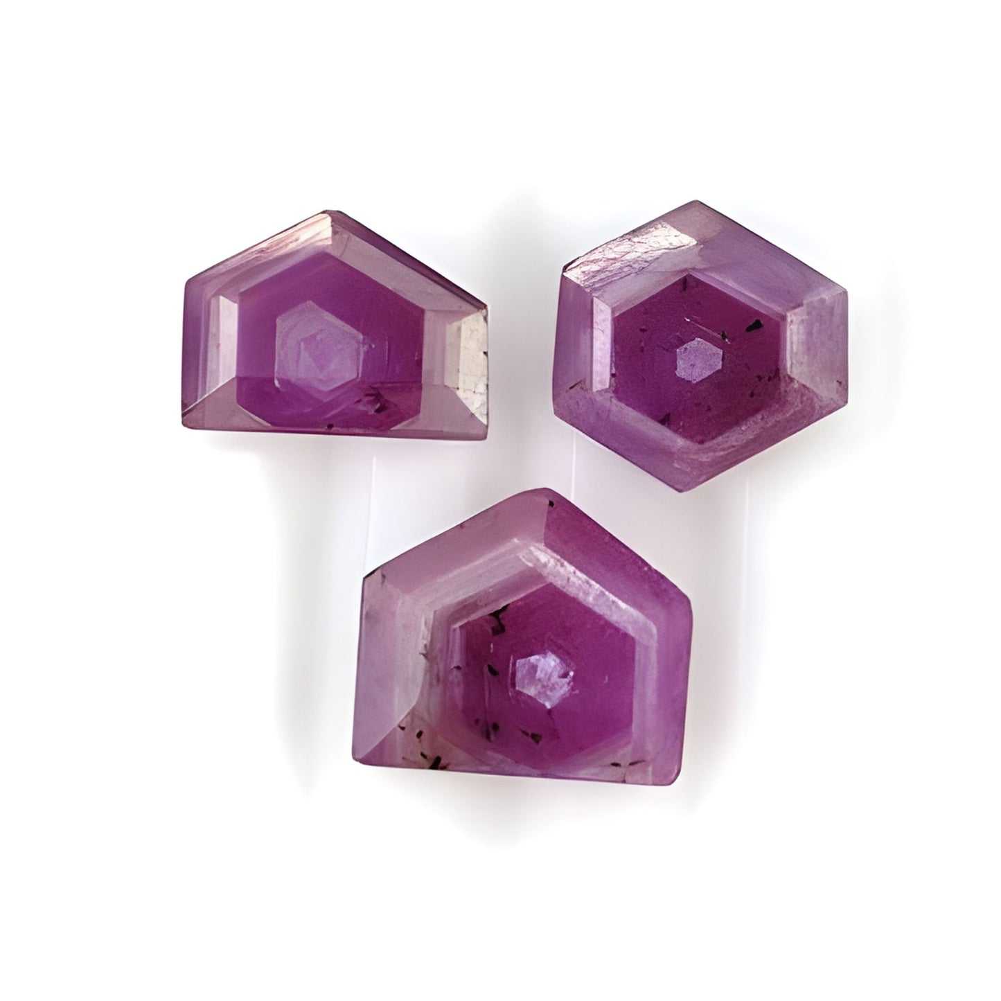 ruby hexagon shape faceted cut