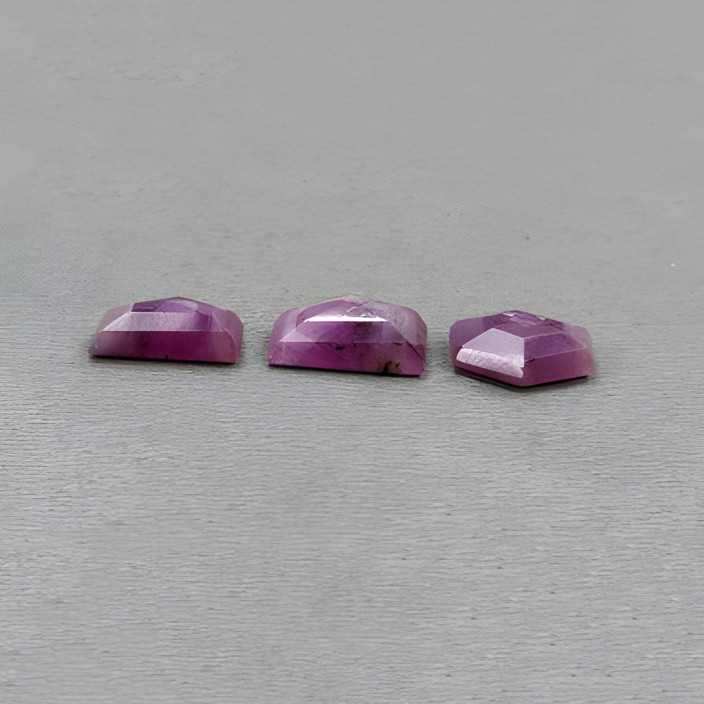 14.30cts Natural Untreated Raspberry Ruby Gemstone Faceted Cut Hexagon Shape 3pcs