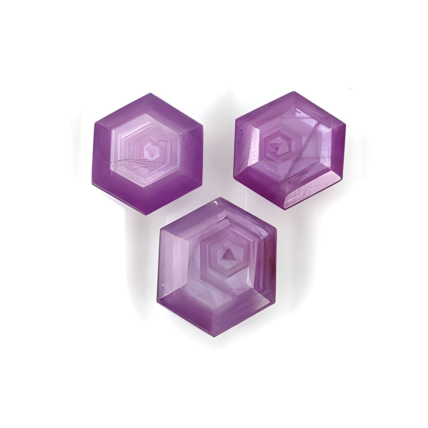 ruby hexagon  shape faceted cut