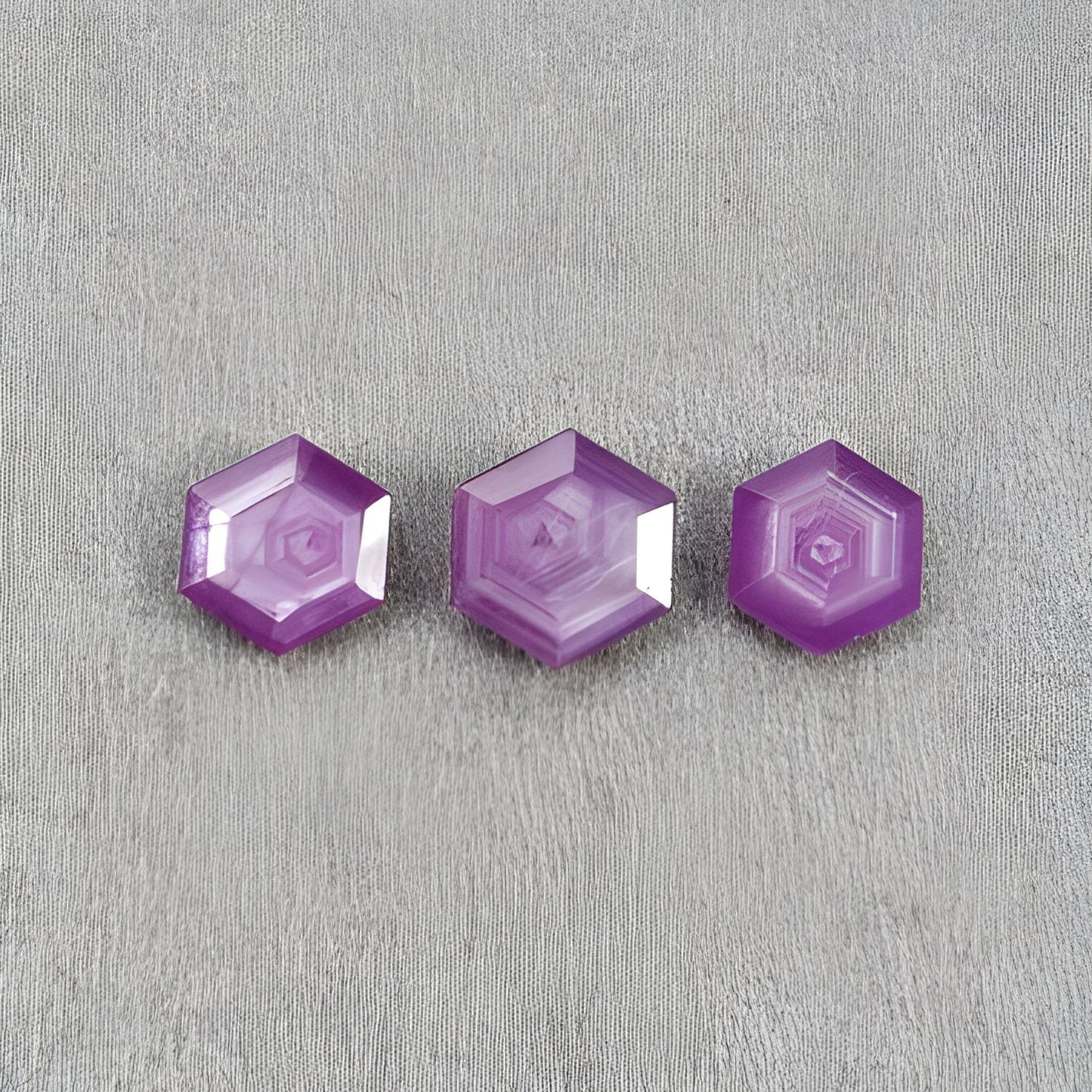 16.05cts Natural Untreated Raspberry Ruby Gemstone Faceted Cut Hexagon Shape 3pcs