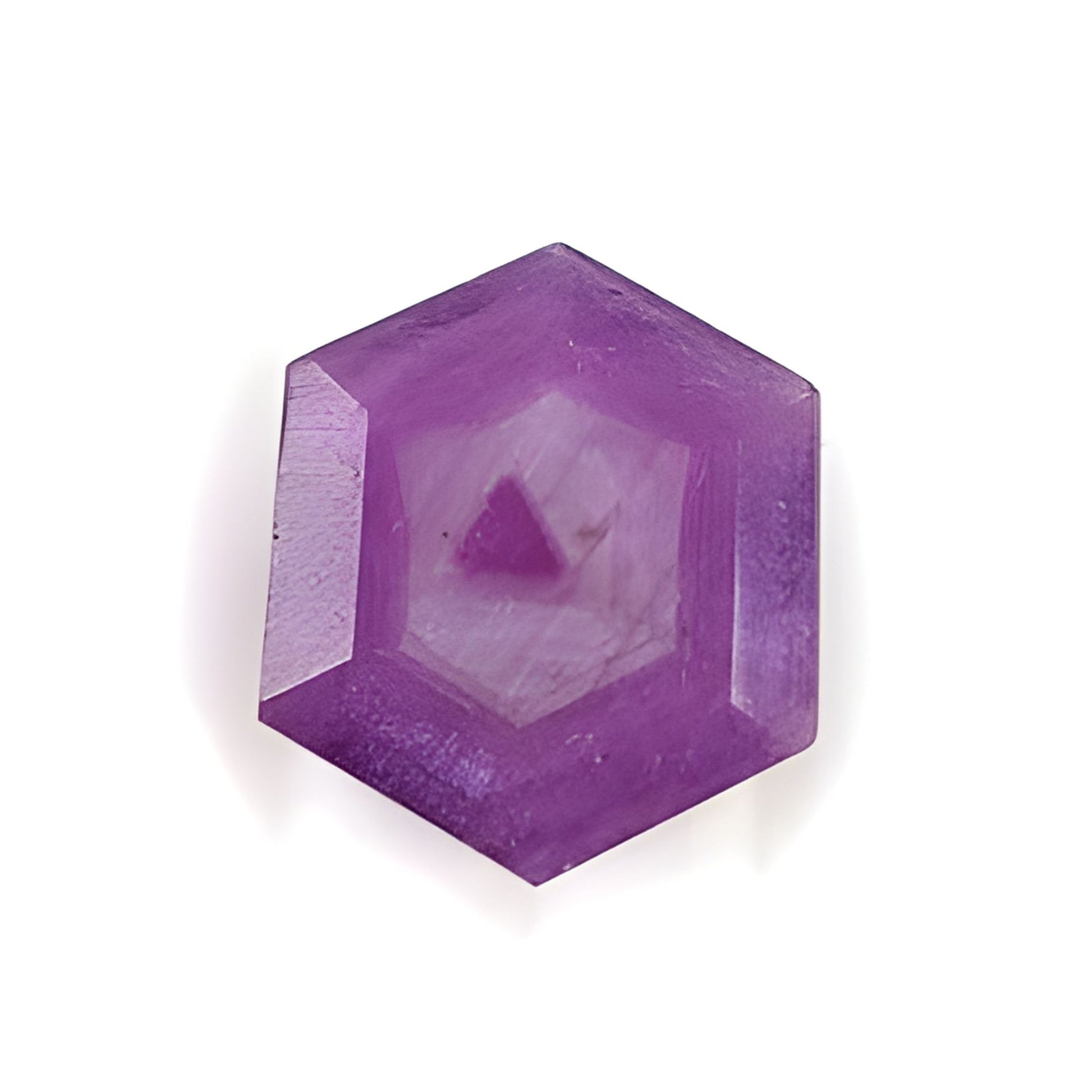 ruby hexagon shape faceted cut